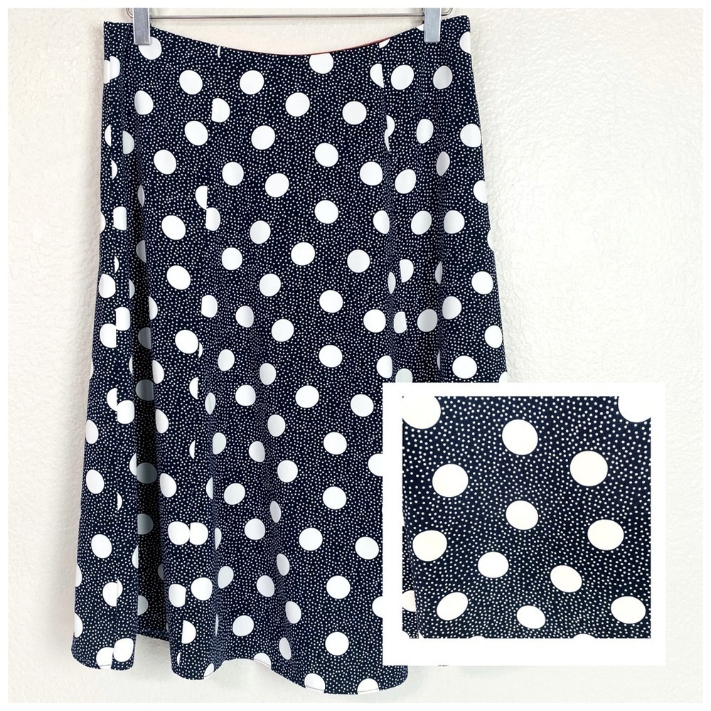 Boden Navy Polkadot Flare Midi Skirt Size 8P